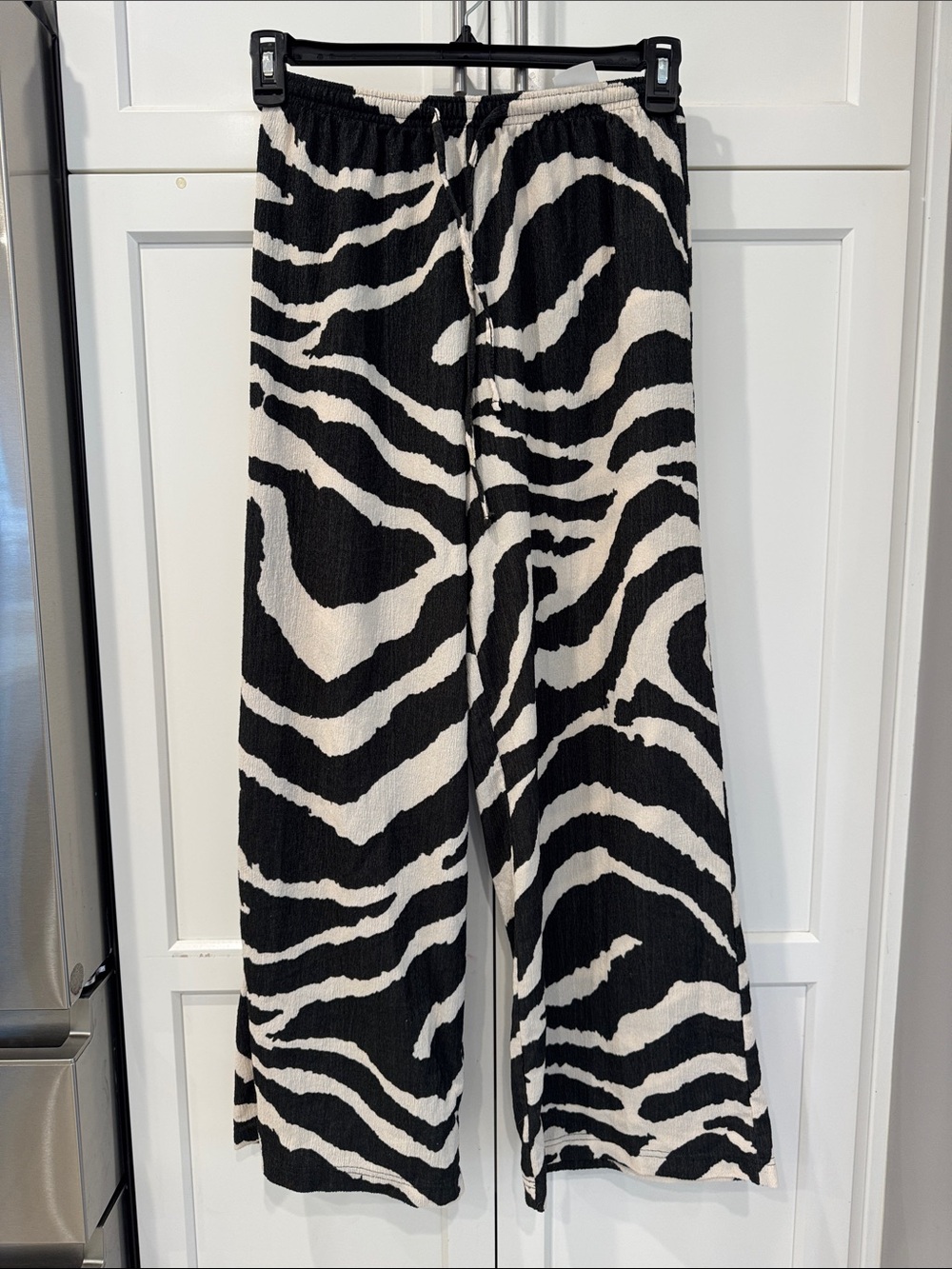 H&M Black and White Wide Leg Pants - Zebra Print